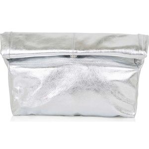 Topshop Metallic Foldover Clutch